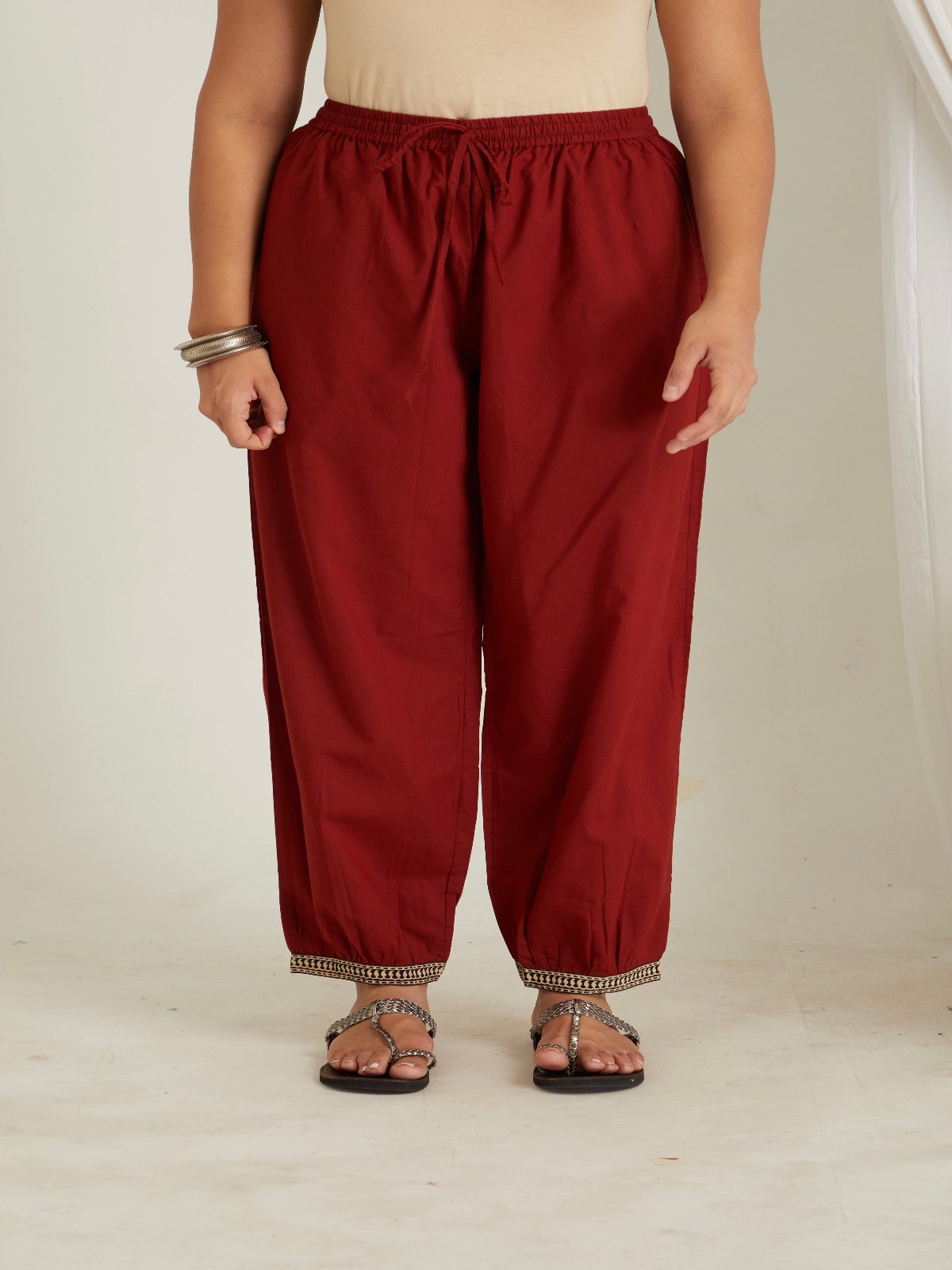 Hand Block Printed Cotton Suit - Red Floral ( 3 Piece )