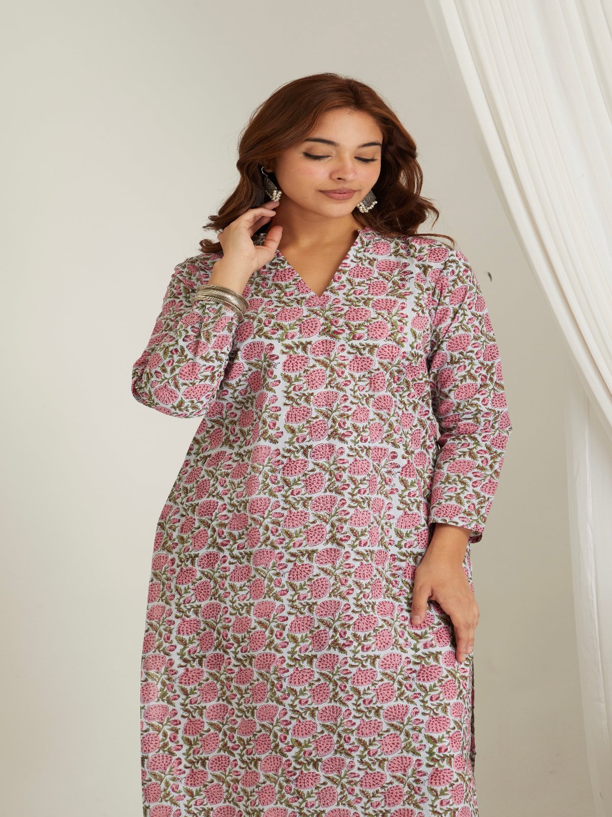 Chitra Lavender Hand Block Print Kurta