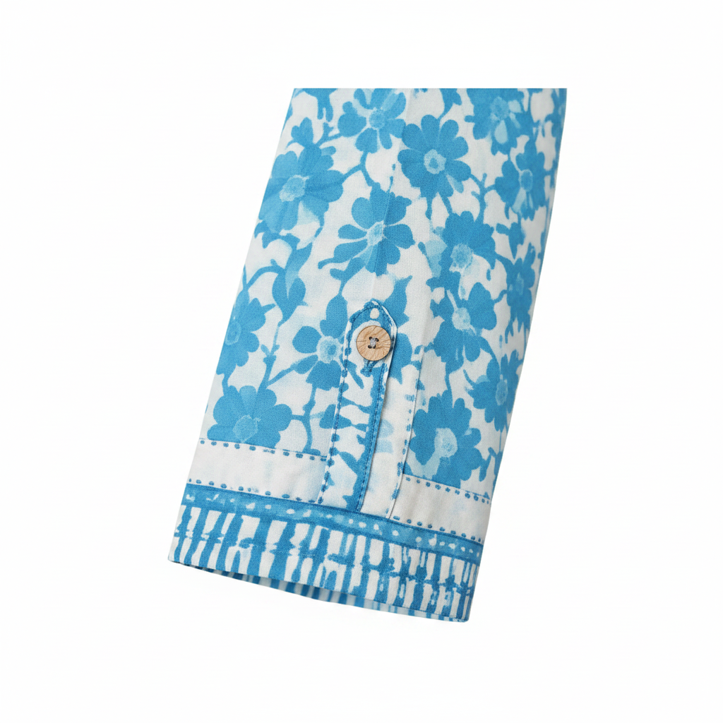 Azure Sky Blue Dabu Cotton Shirt Dress
