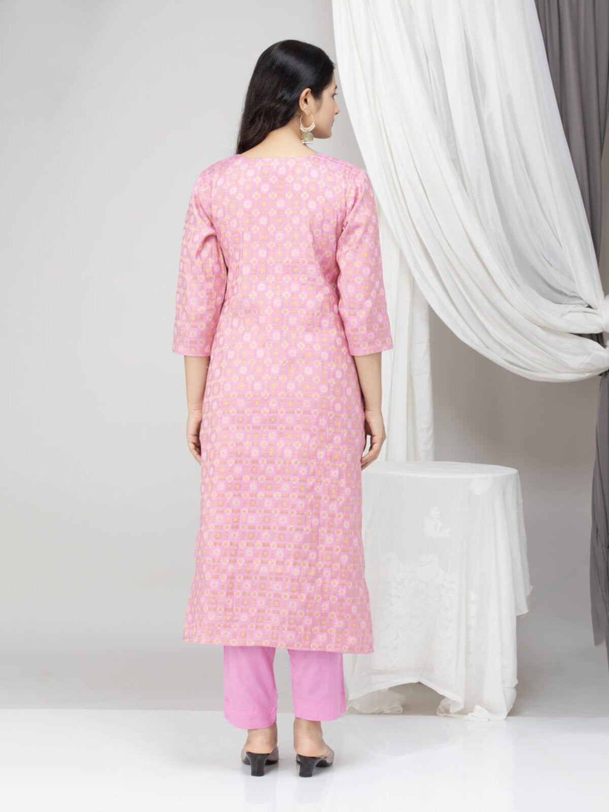 Light Pink Mulbery silk Kurta Set