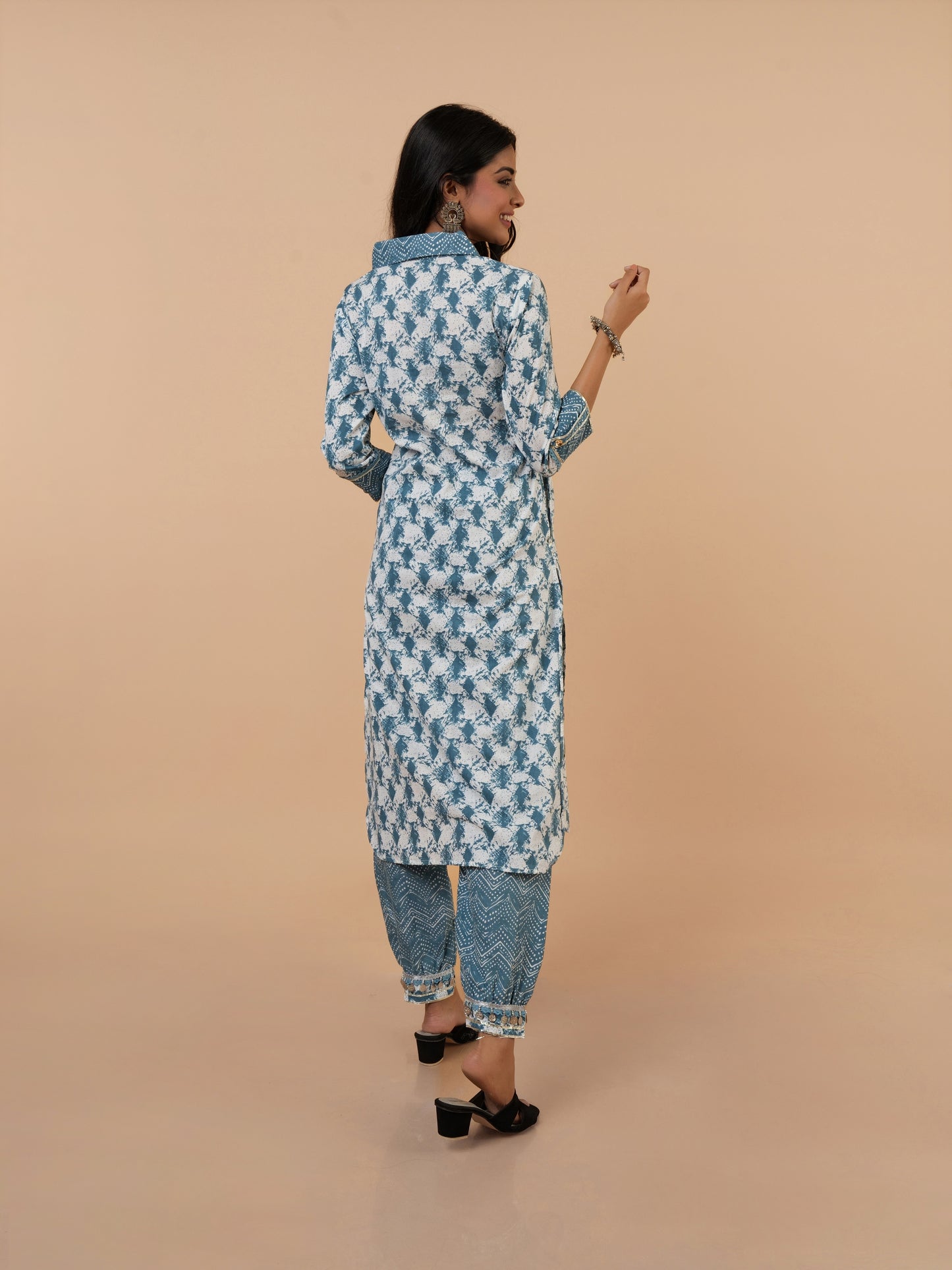 Embroidered Blue Kurta Set- set of 2