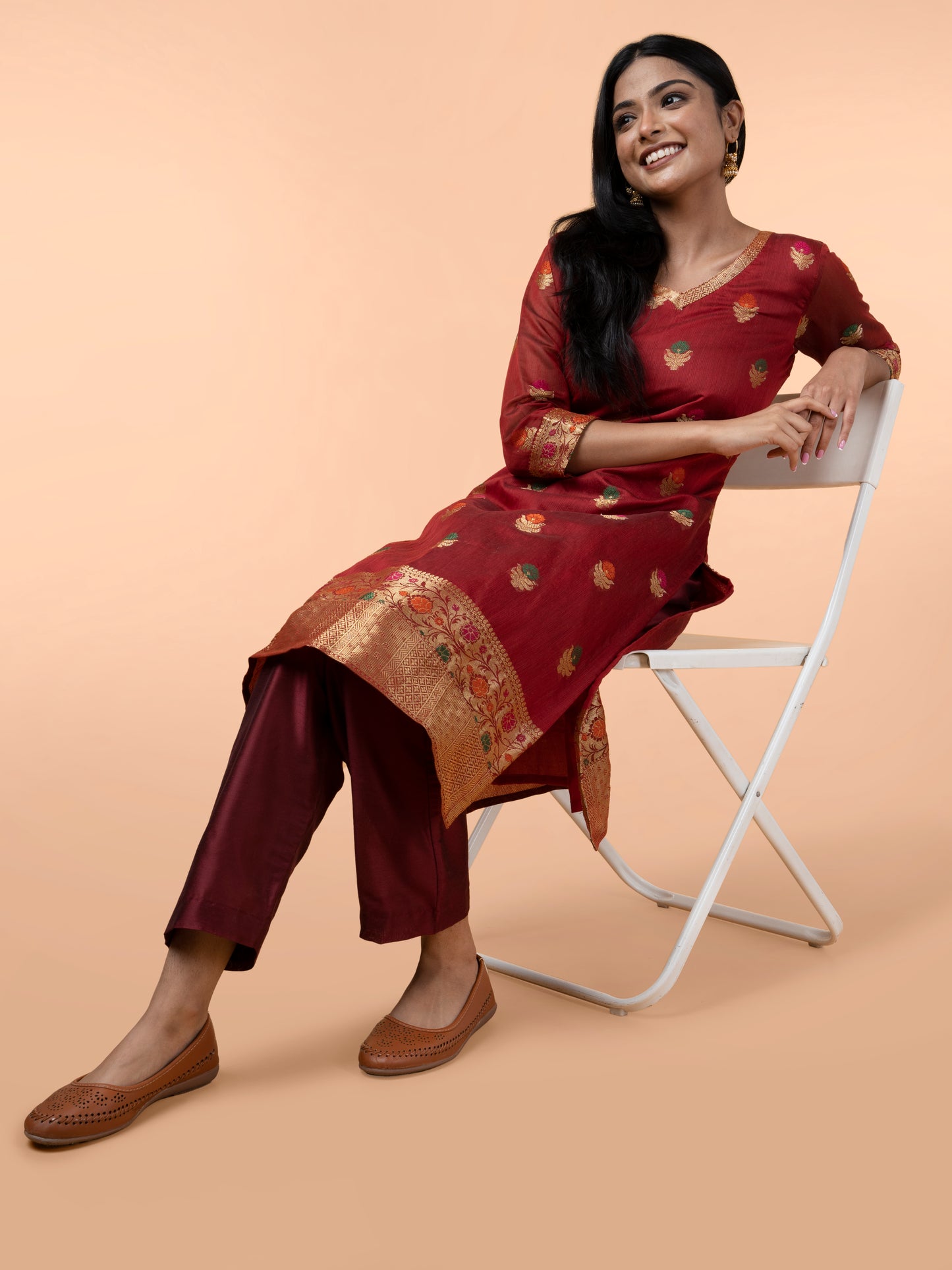 Vinaya Maroon Banarasi kurta