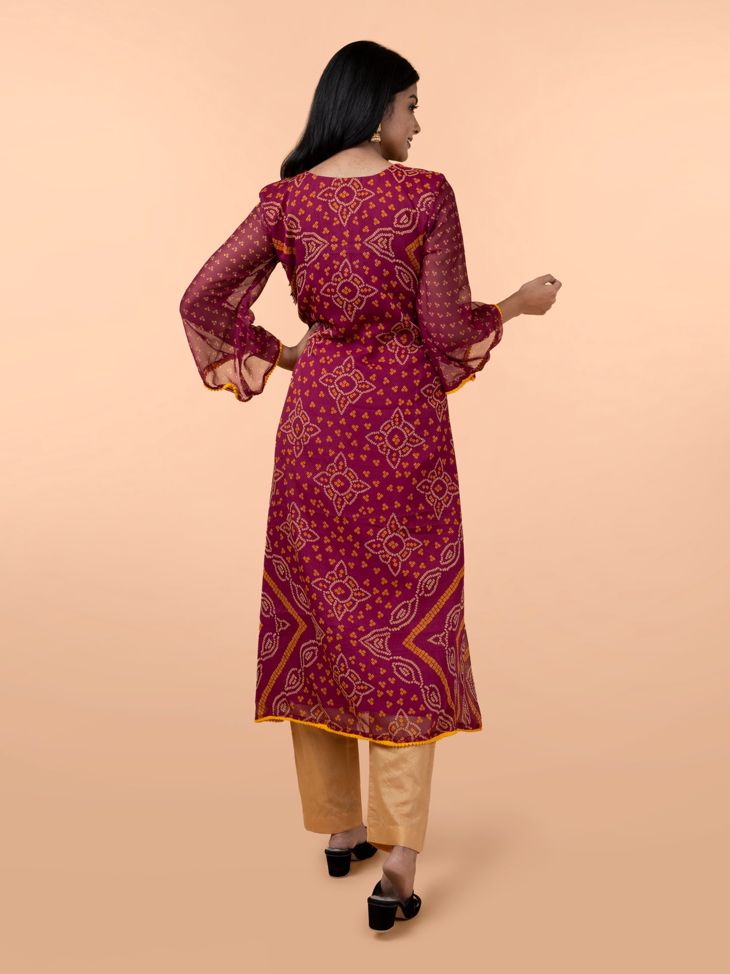 Niha Magenta Semi Georgette A-Line Kurta