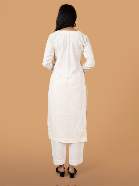 Akshita Ivory Handloom cotton kurta