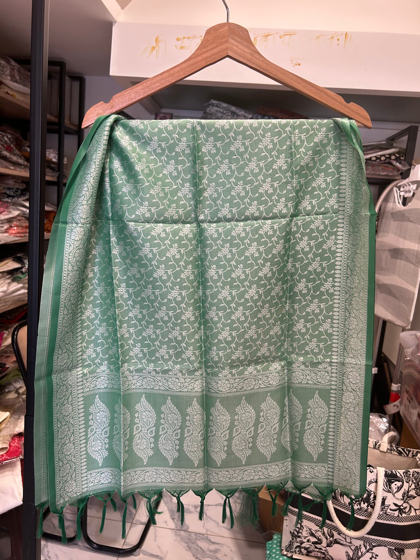 Silk Blend Scarf- Light Green