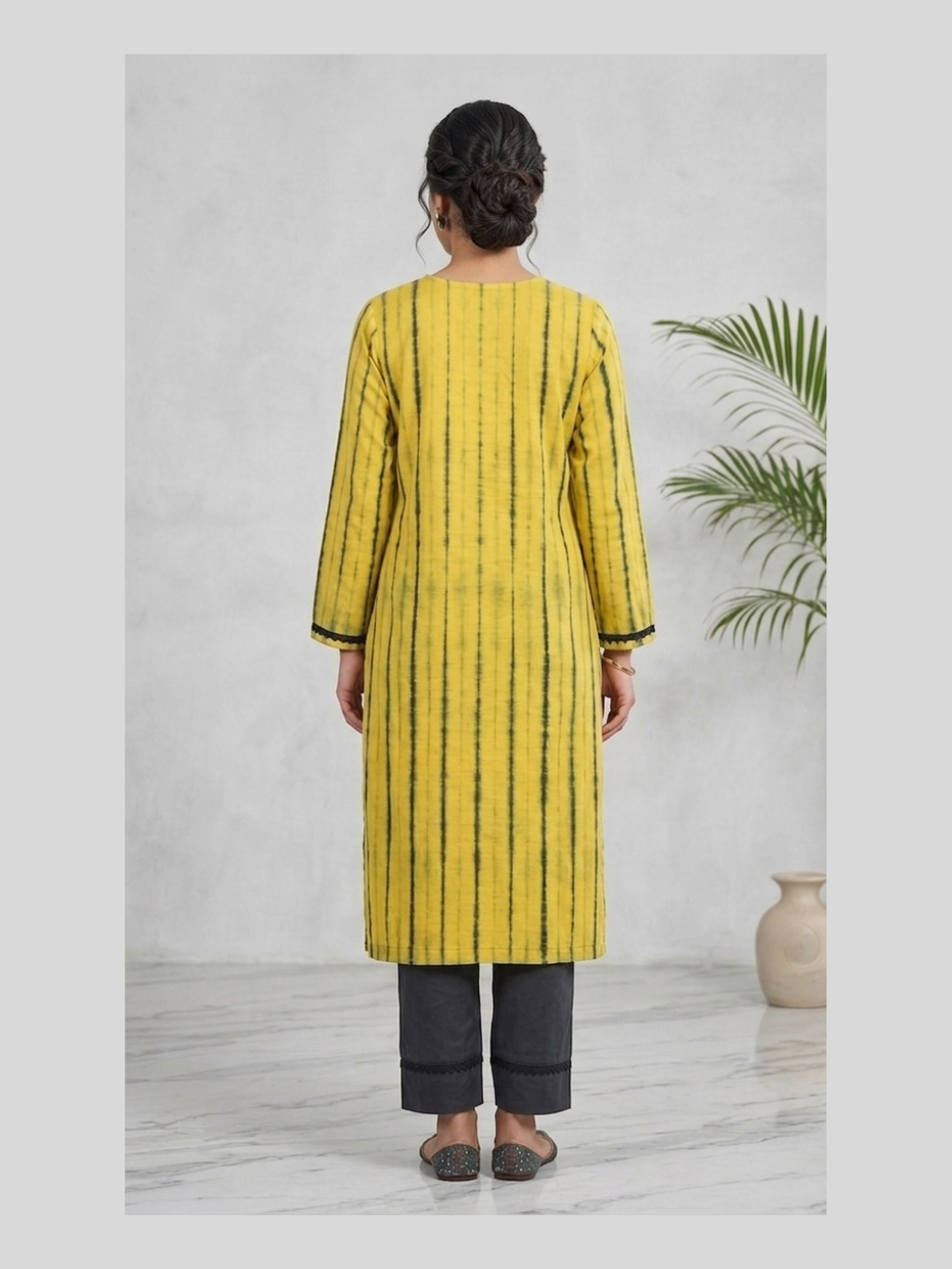 yeksha Yellow Hand Block Printed Cotton Kurta