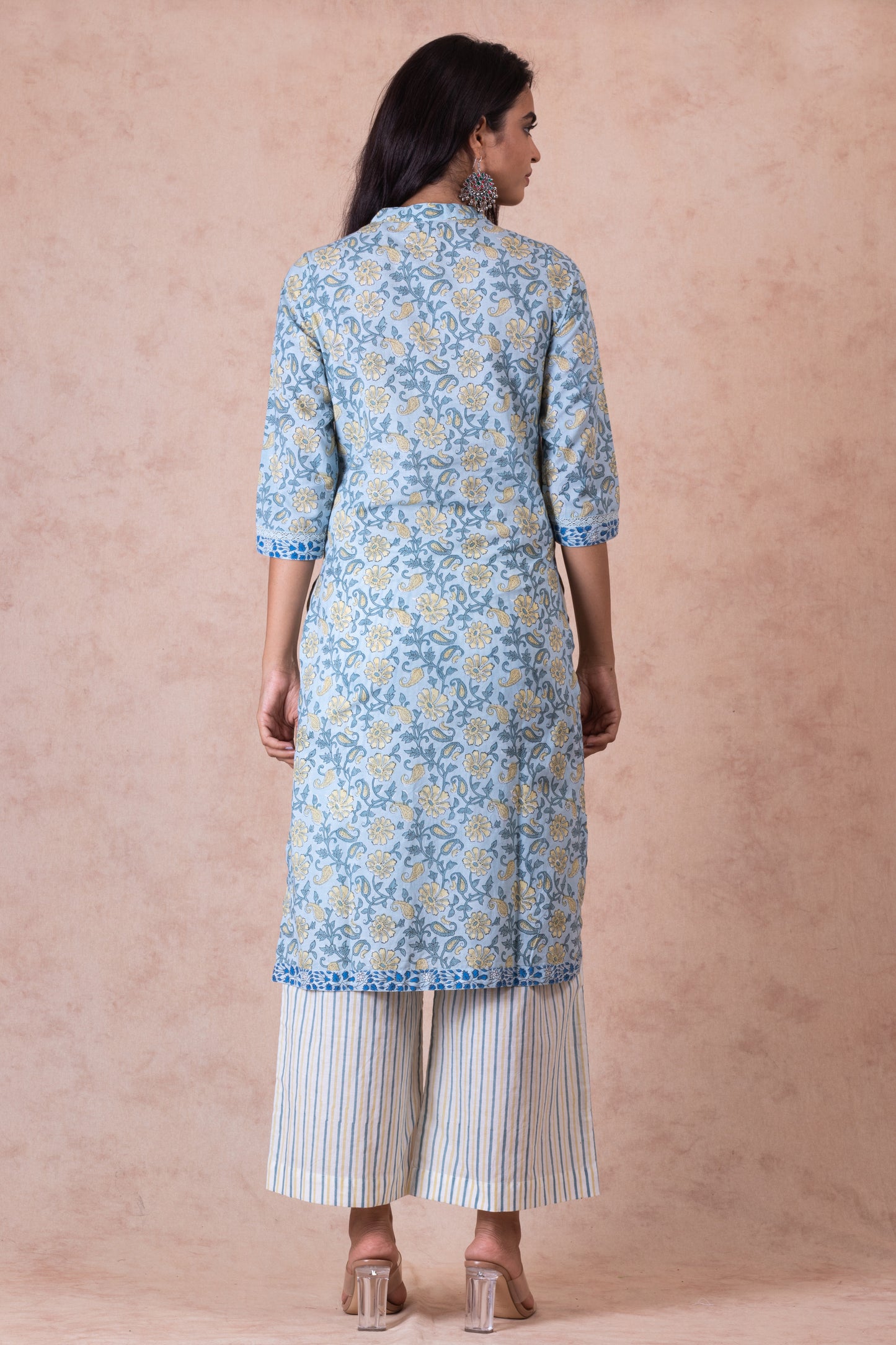 Ashika Blue Hand Block Kurta