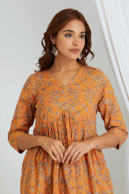 Mustard Printed Cotton Co-ords