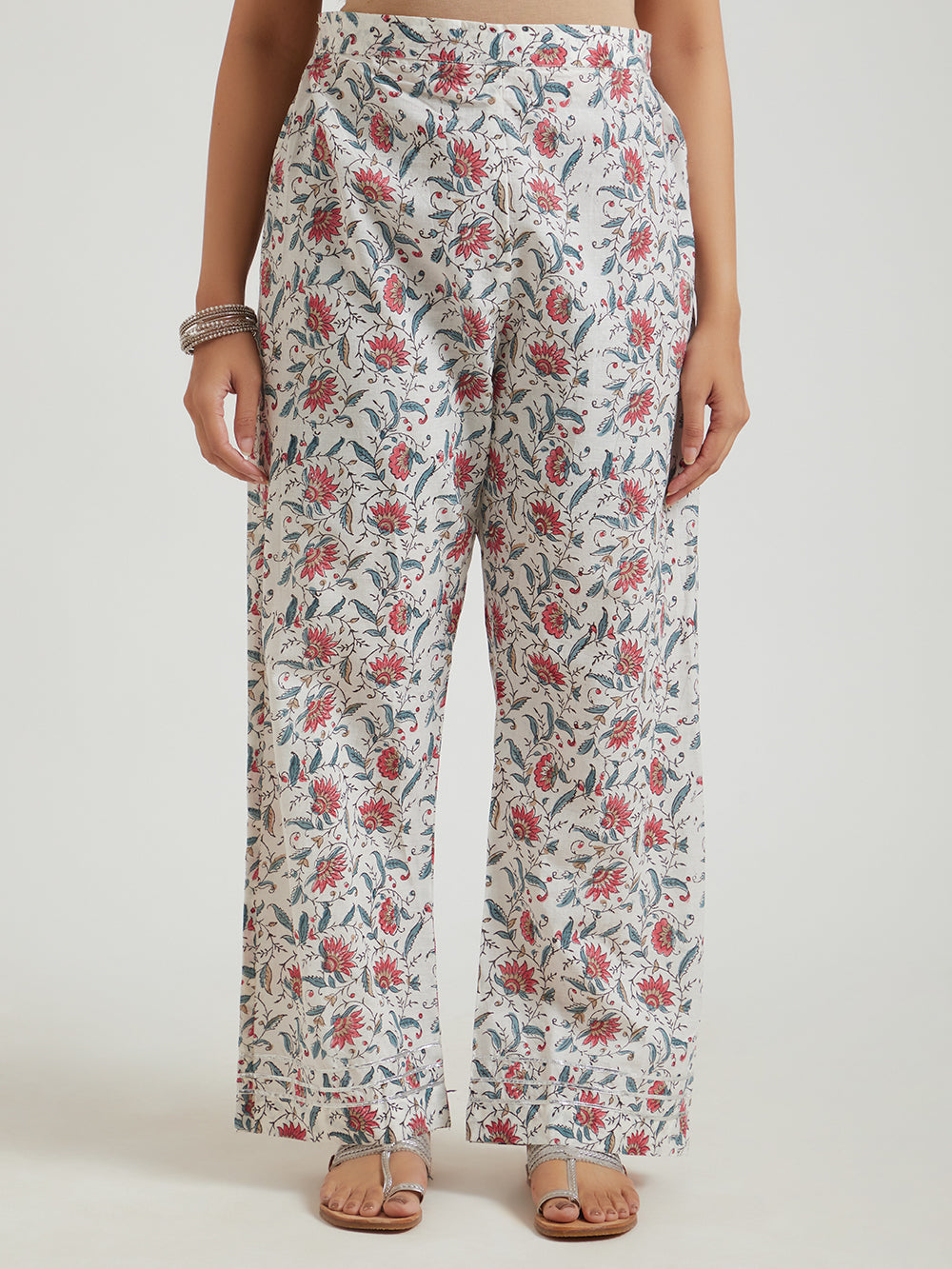 Hand Block Printed Cotton Suit  Set -  Multicolored Floral (3 Piece )