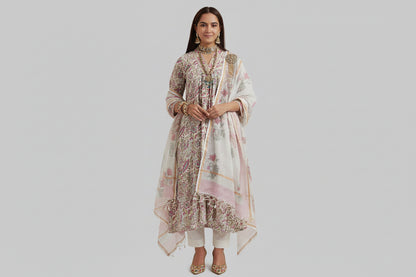 Hand Block Printed Cotton Suit Set- Multicoloured Floral (3 piece )