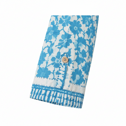 Azure Sky Blue Dabu Cotton Shirt Dress