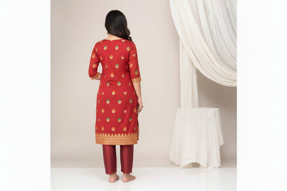 Maroon Banarasi  Kurta Set