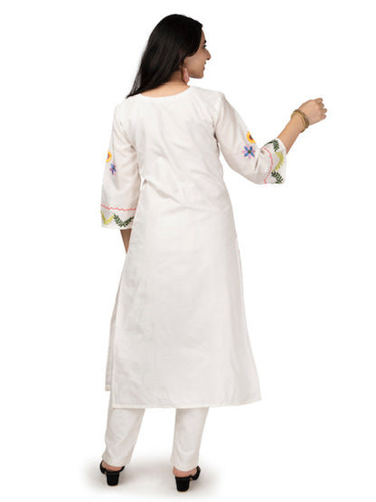 Emma Ivory Silk Embriodered Kurta