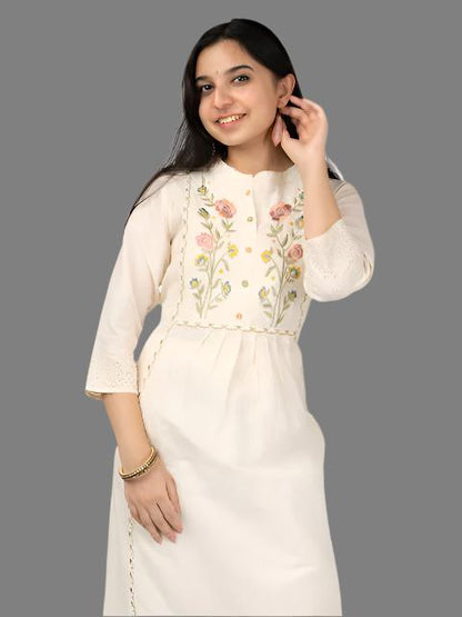 Eshani Ivory Embroidered Cotton Co-ords