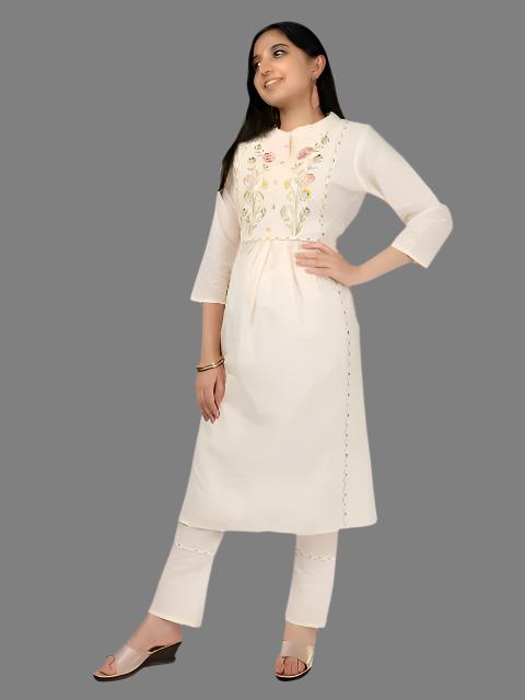 Eshani Ivory Embroidered Cotton Co-ords