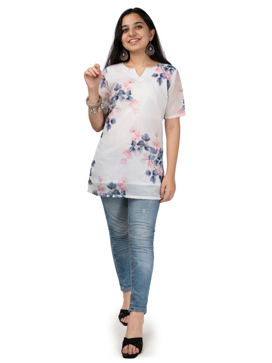 White Lavya Chanderi Short Kurta