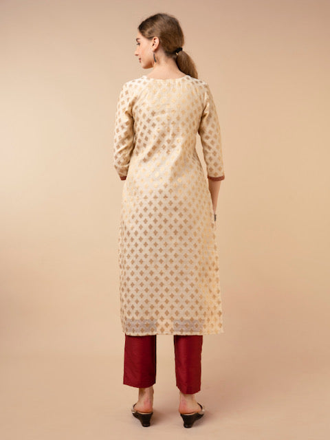 Bhavya Beige  Banarasi Suit- Set Of 3