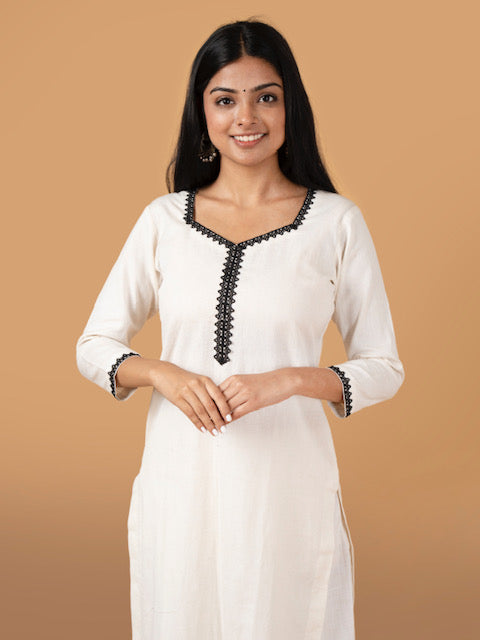 Akshita Ivory Handloom cotton kurta