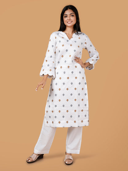 White Silk Linen Kurta