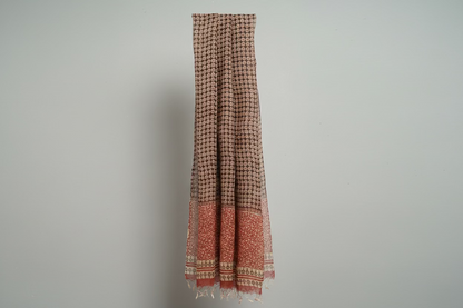 Black & Red Hand Block Printed Kota Doriya Dupatta.