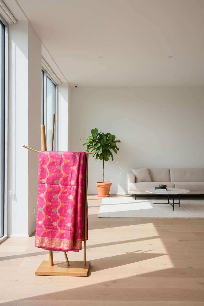 Cotton Silk Dupatta- Bright Pink Zari