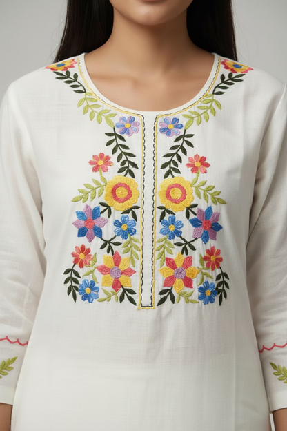 Dola Silk Kurta- Ivory Embriodered