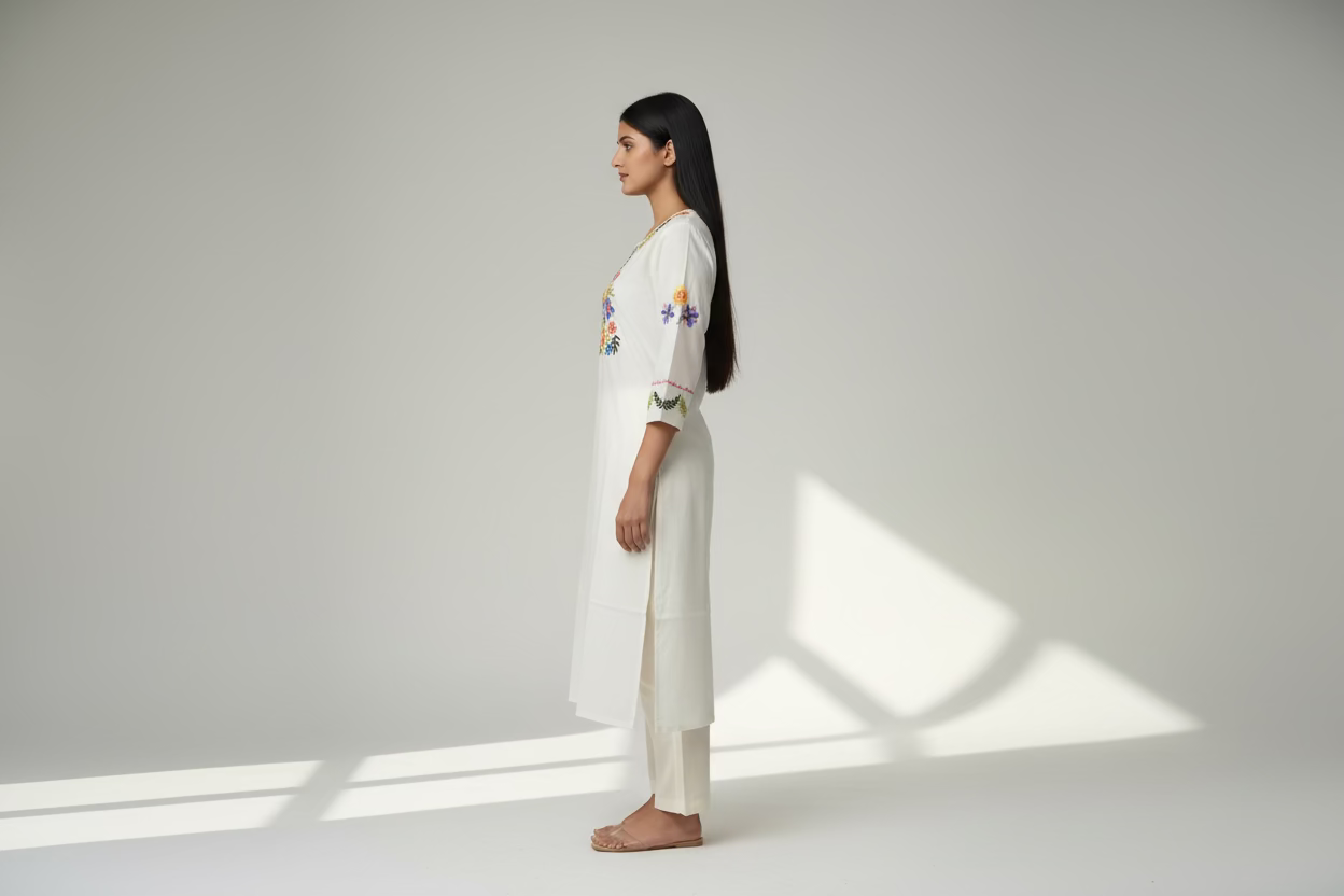 Dola Silk Kurta- Ivory Embriodered