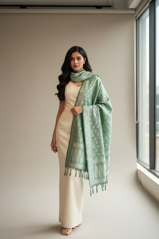 Silk  Blend Scarf- Light Green