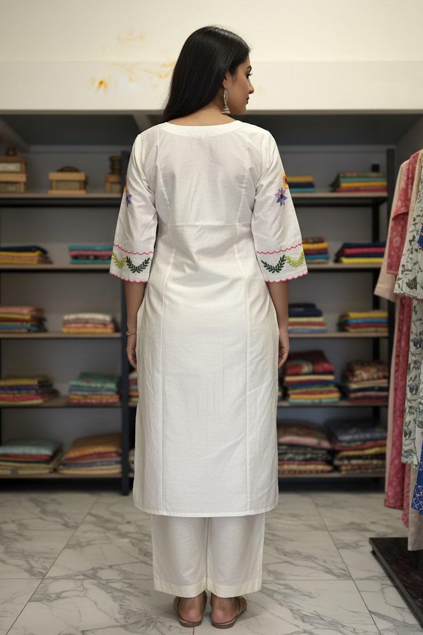 Dola Silk Kurta- Ivory Embriodered