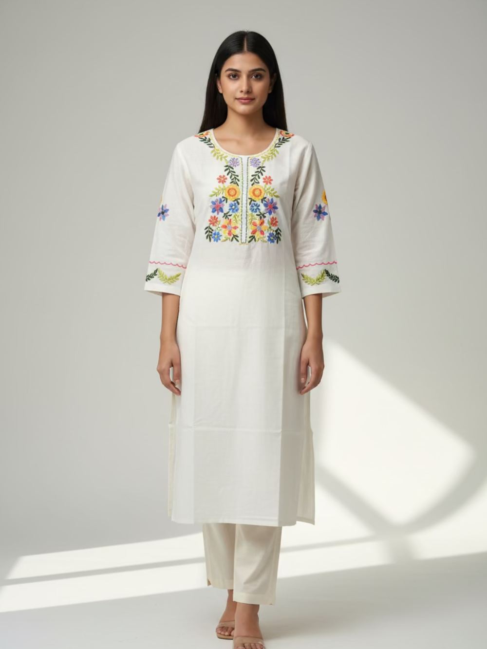 Dola Silk Kurta- Ivory Embriodered