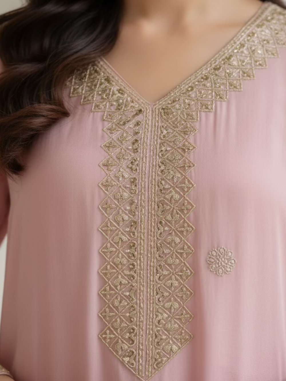 Chinnon Silk Suit Set - Rose Pink  Booty ( 3 Piece )