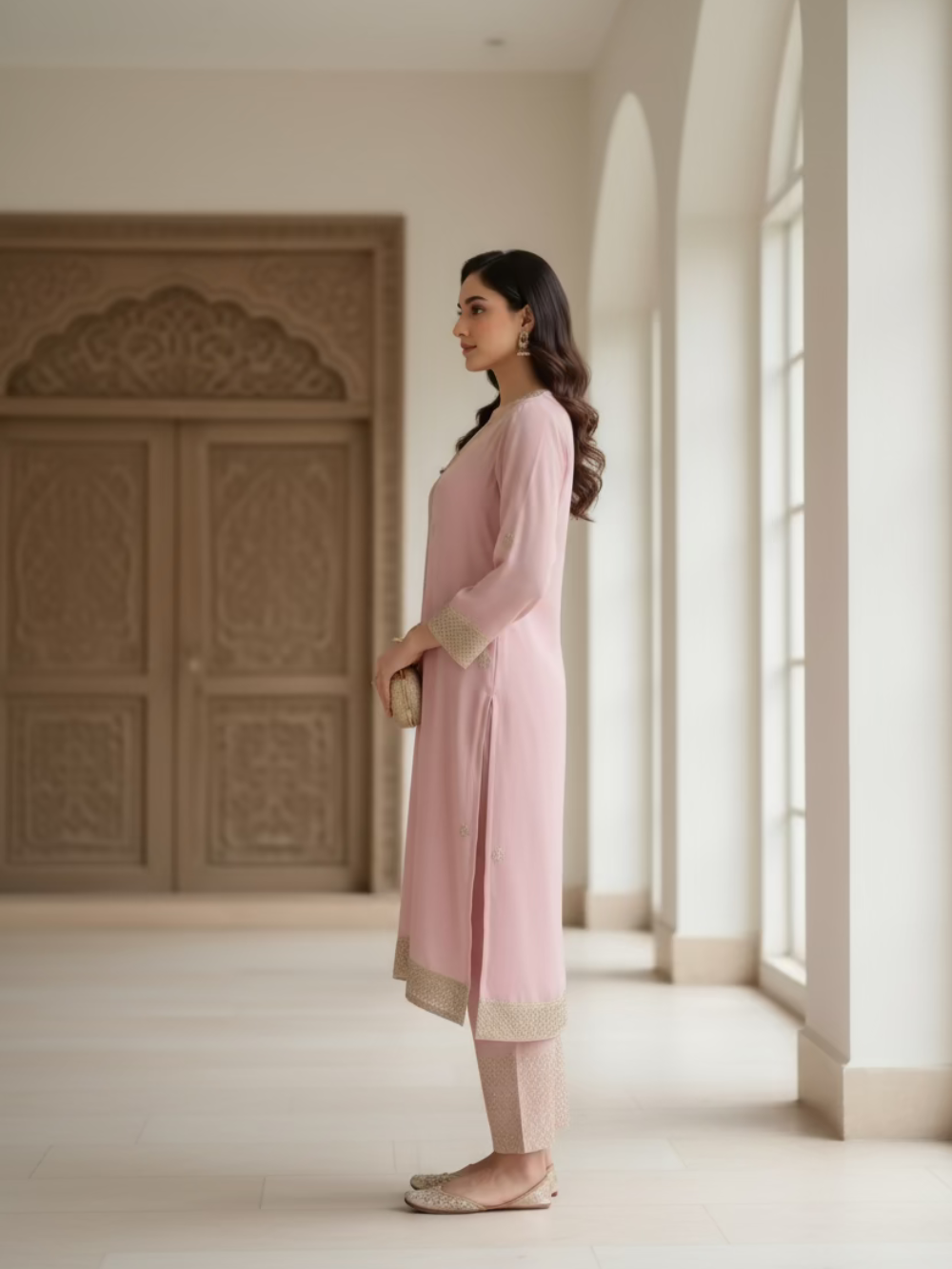 Chinnon Silk Suit Set - Rose Pink  Booty ( 3 Piece )