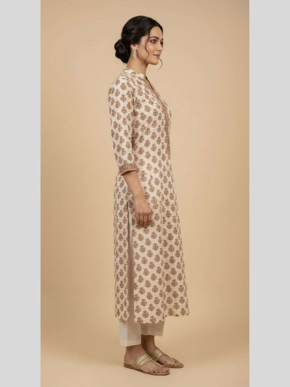 Purvi Pink Hand Block printed Cotton Suit ( Set of 3)