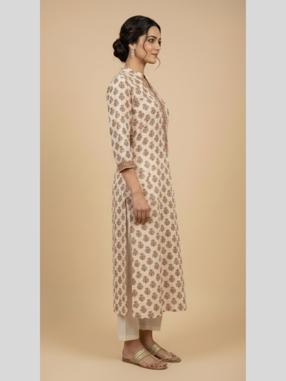 Purvi Pink Hand Block printed Cotton Suit ( Set of 3)