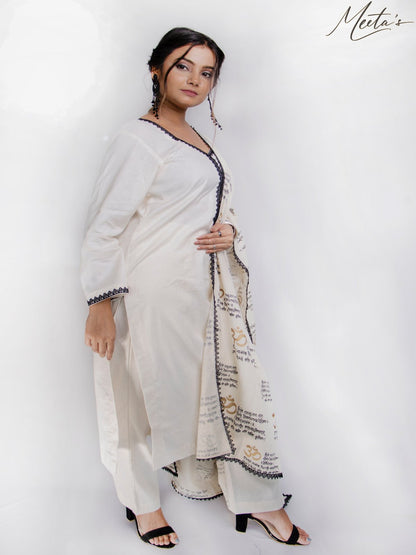 Ivory  Handloom Cotton Kurta Set- Set of 2