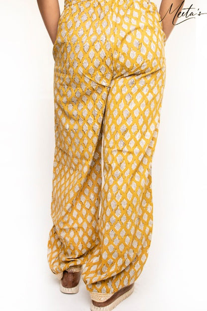 Joshika Mustard Hand Block Print Afghani Pants