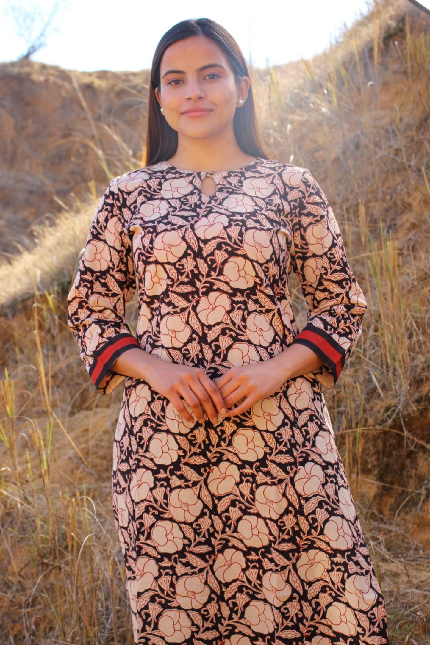Amaya Black Hand Black  Cotton Kurta