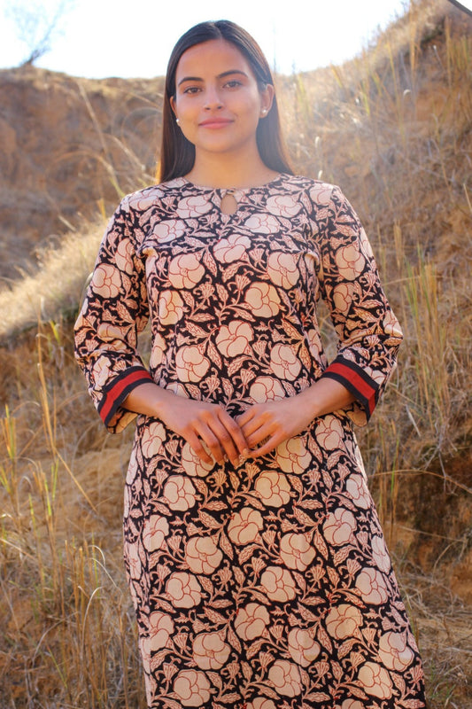 Amaya Black Hand Black  Cotton Kurta